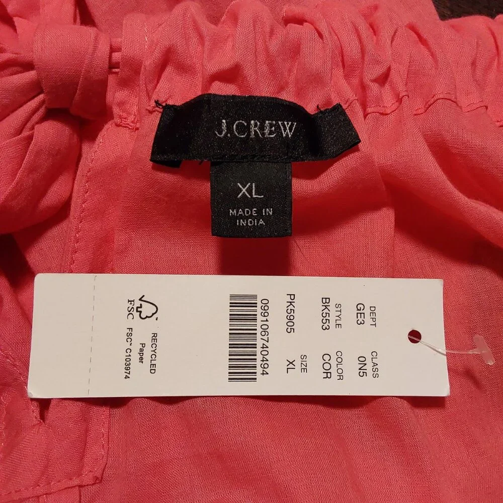 NWT J. Crew Cotton Voile Sheer Sundress Coral Beach/Pool/Vacation/Summer - XL
